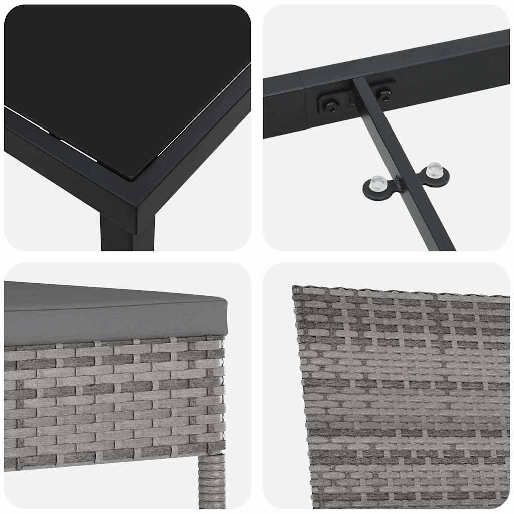 Garten Essgruppe 7 pcs Grau Poly Rattan