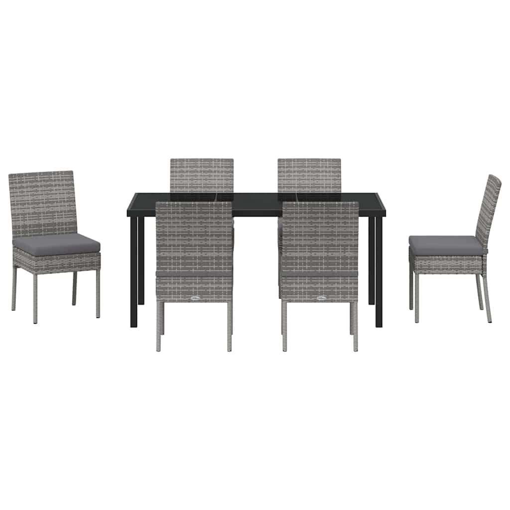 Garten Essgruppe 7 pcs Grau Poly Rattan