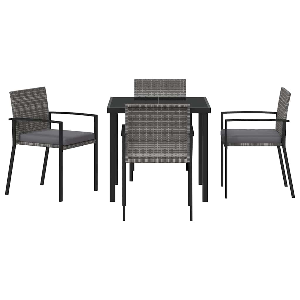 Garten Essgruppe 5 pcs Grau Poly Rattan