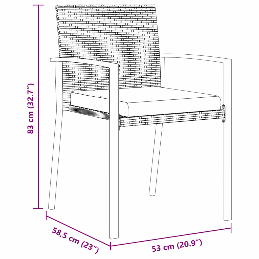 Garten Essgruppe 5 pcs Grau Poly Rattan
