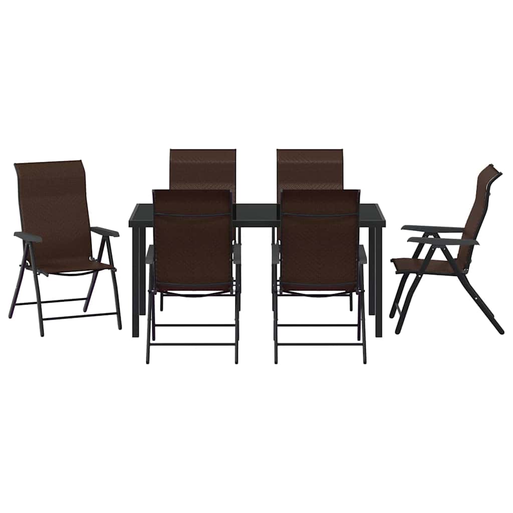 Garten Essgruppe 7 pcs Braun Poly Rattan