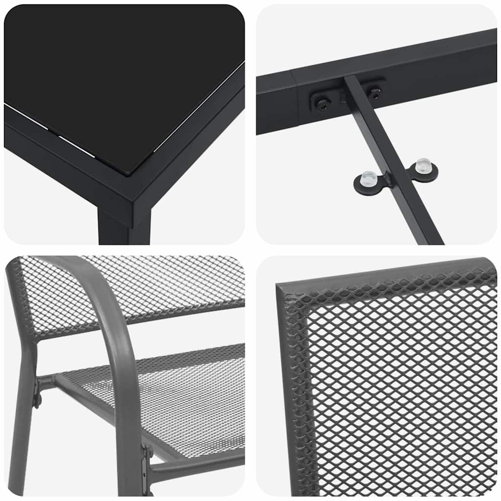 Garten Essgruppe 3 pcs Anthrazit Stahl