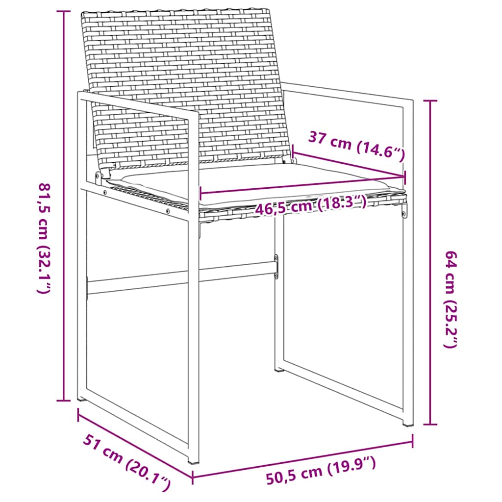 Garten Essgruppe 5 pcs Schwarz Poly Rattan