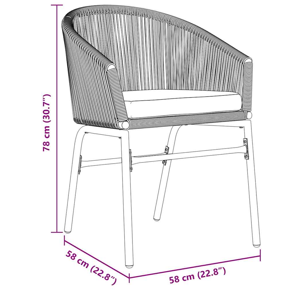 Garten Essgruppe 3 pcs Schwarz Poly Rattan