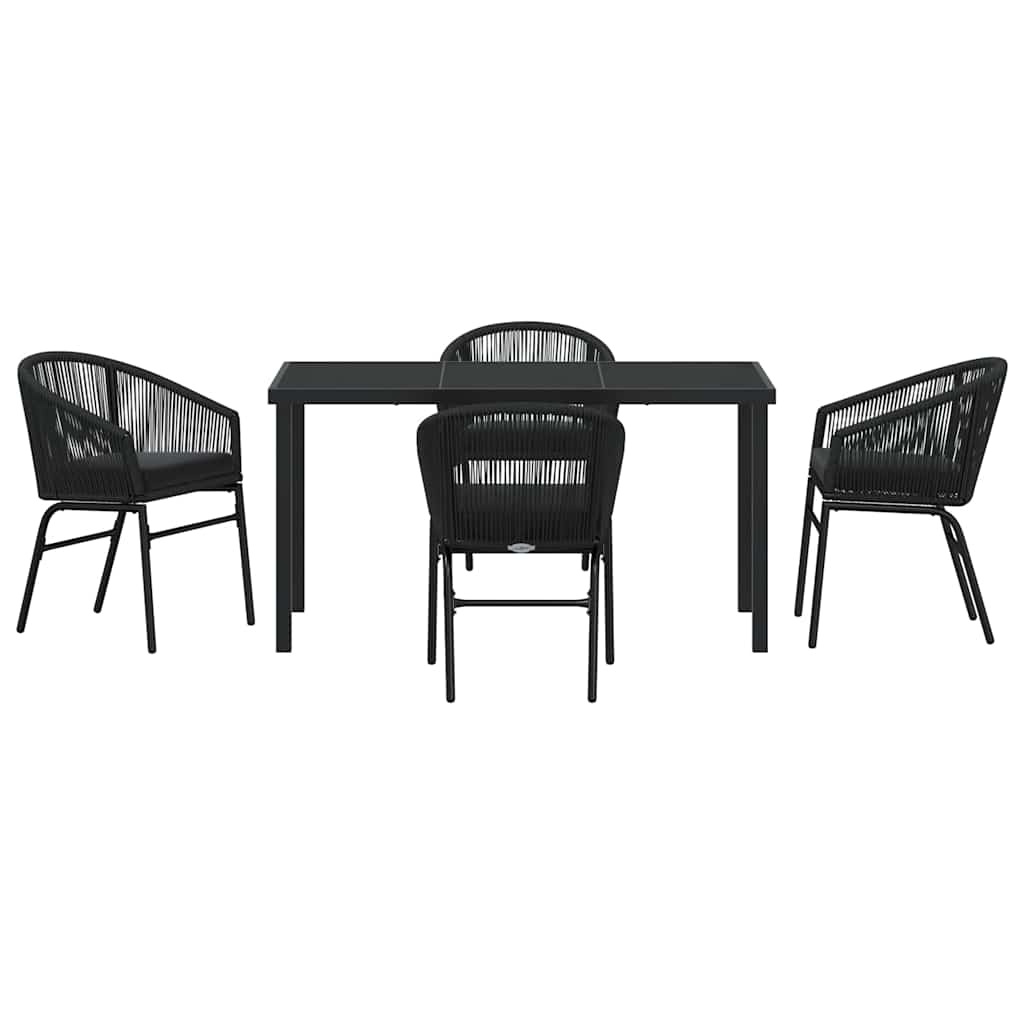 Garten Essgruppe 5 pcs Schwarz Poly Rattan