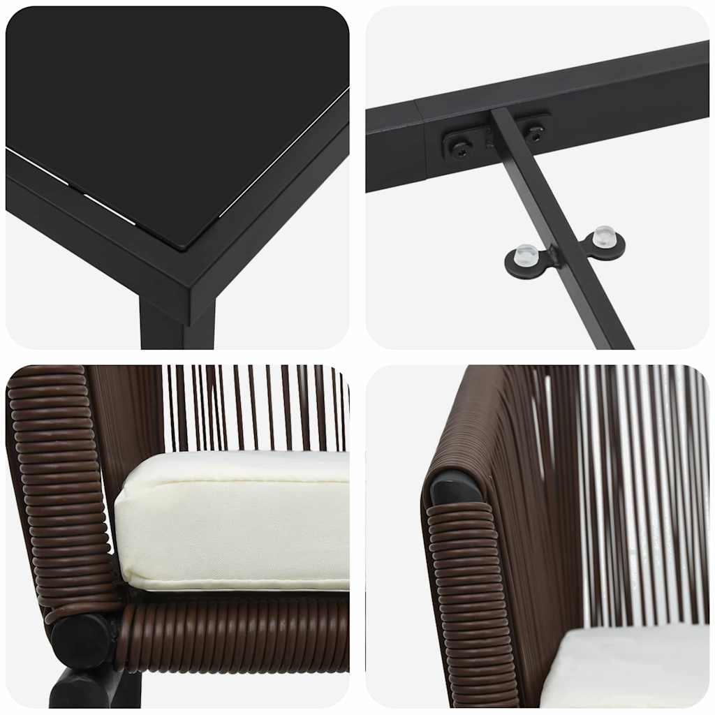 Garten Essgruppe 5 pcs Braun Poly Rattan