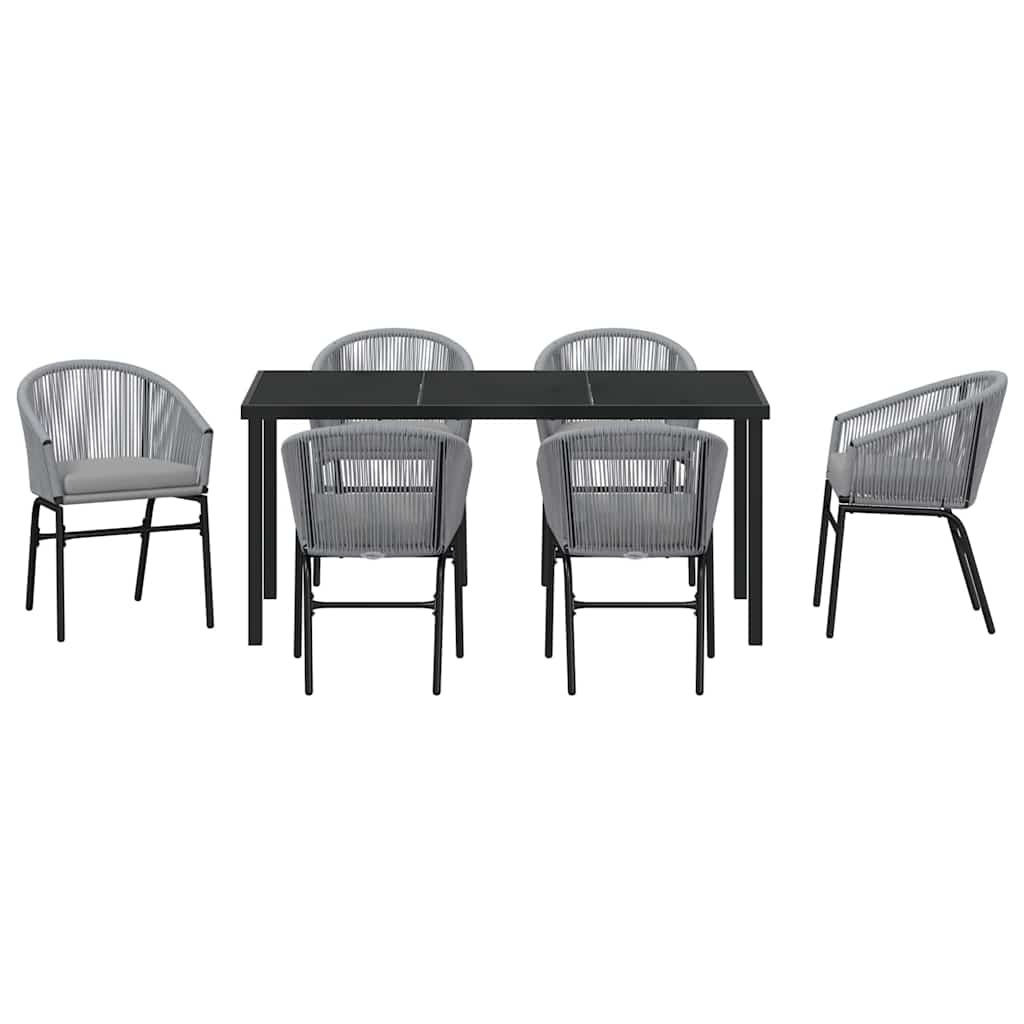 Garten Essgruppe 7 pcs Grau Poly Rattan