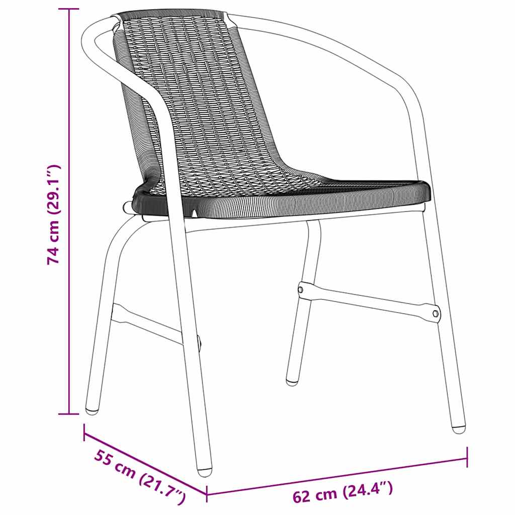 Garten Essgruppe 3 pcs Schwarz Poly Rattan
