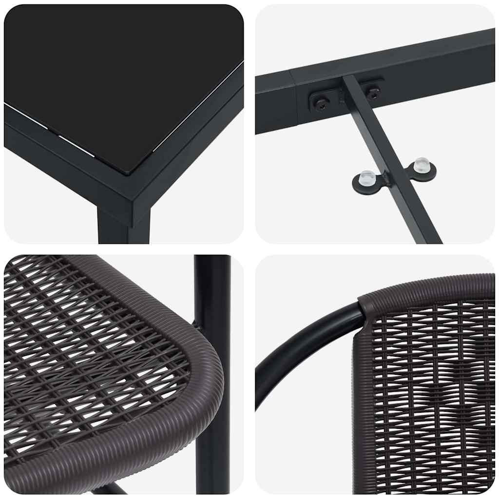 Garten Essgruppe 7 pcs Schwarz Poly Rattan