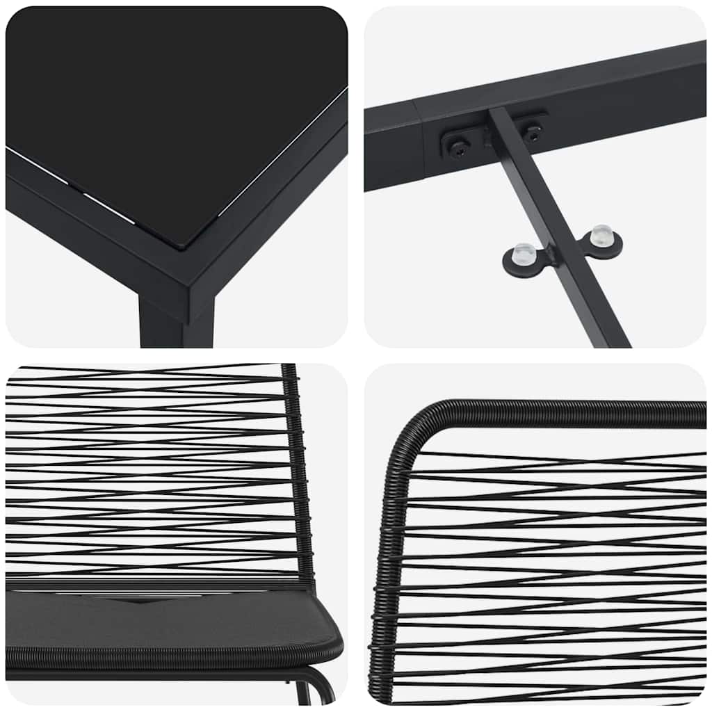 Garten Essgruppe 3 pcs Schwarz Poly Rattan