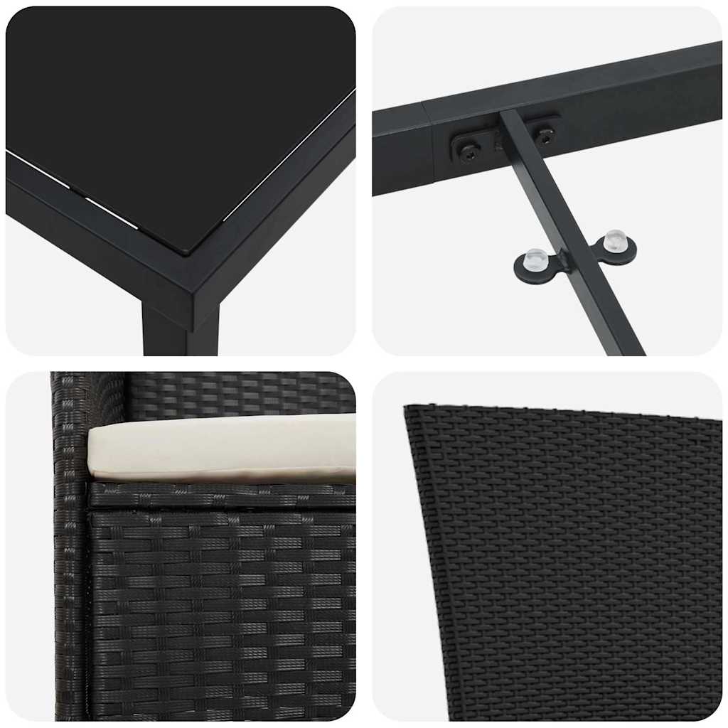 Garten Essgruppe mit Kissen 5 pcs Schwarz Poly Rattan