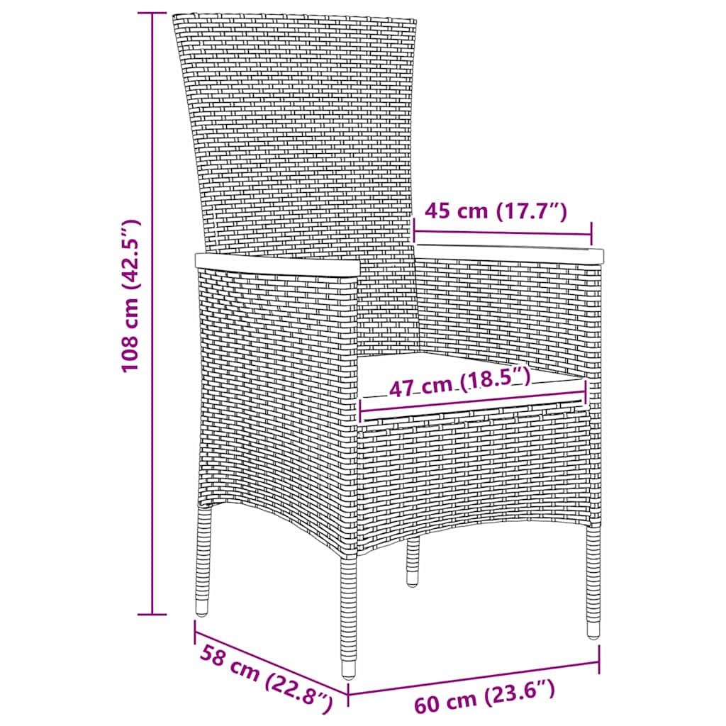 Garten Essgruppe mit Kissen 5 pcs Grau Poly Rattan