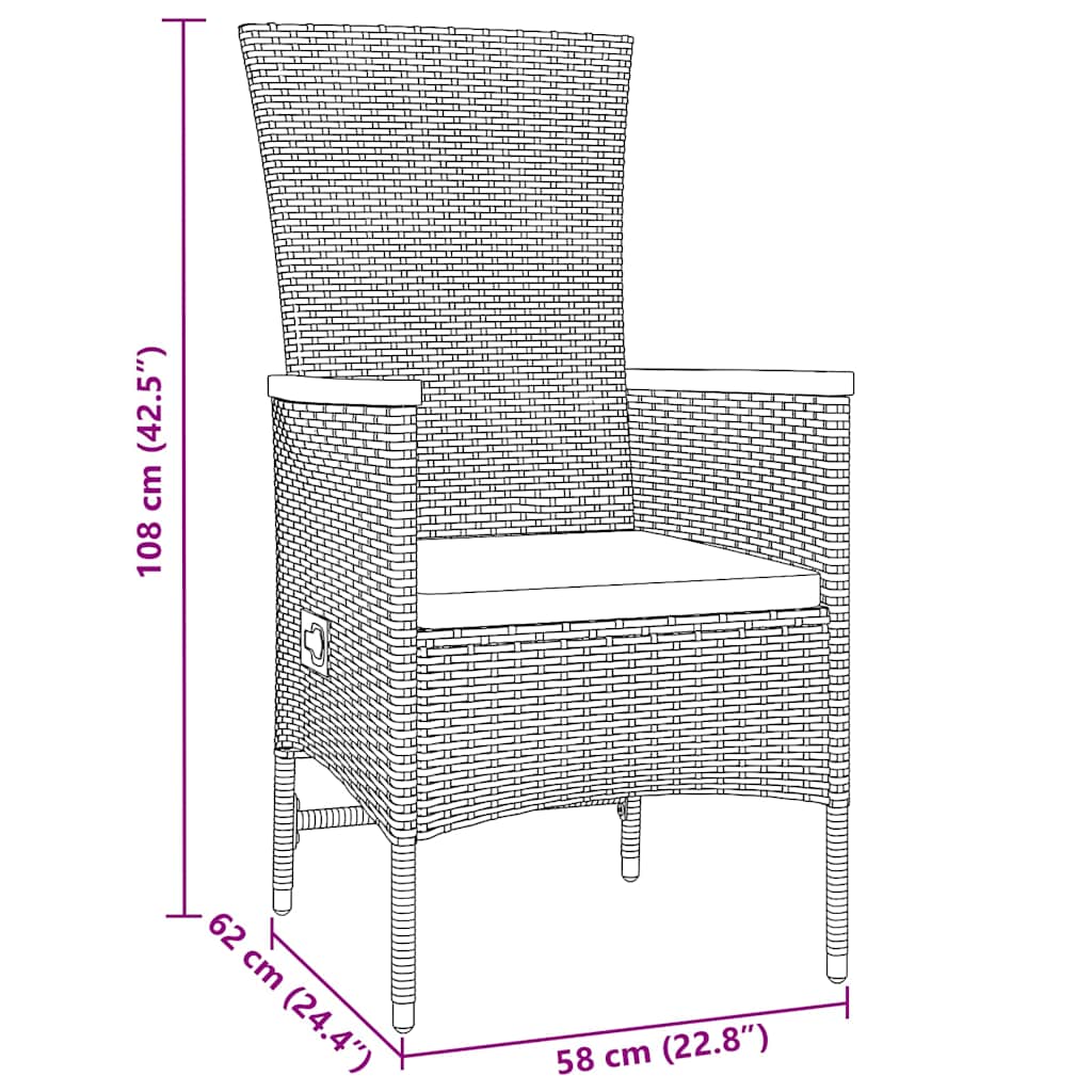 Garten Essgruppe mit Kissen 3 pcs Grau Poly Rattan