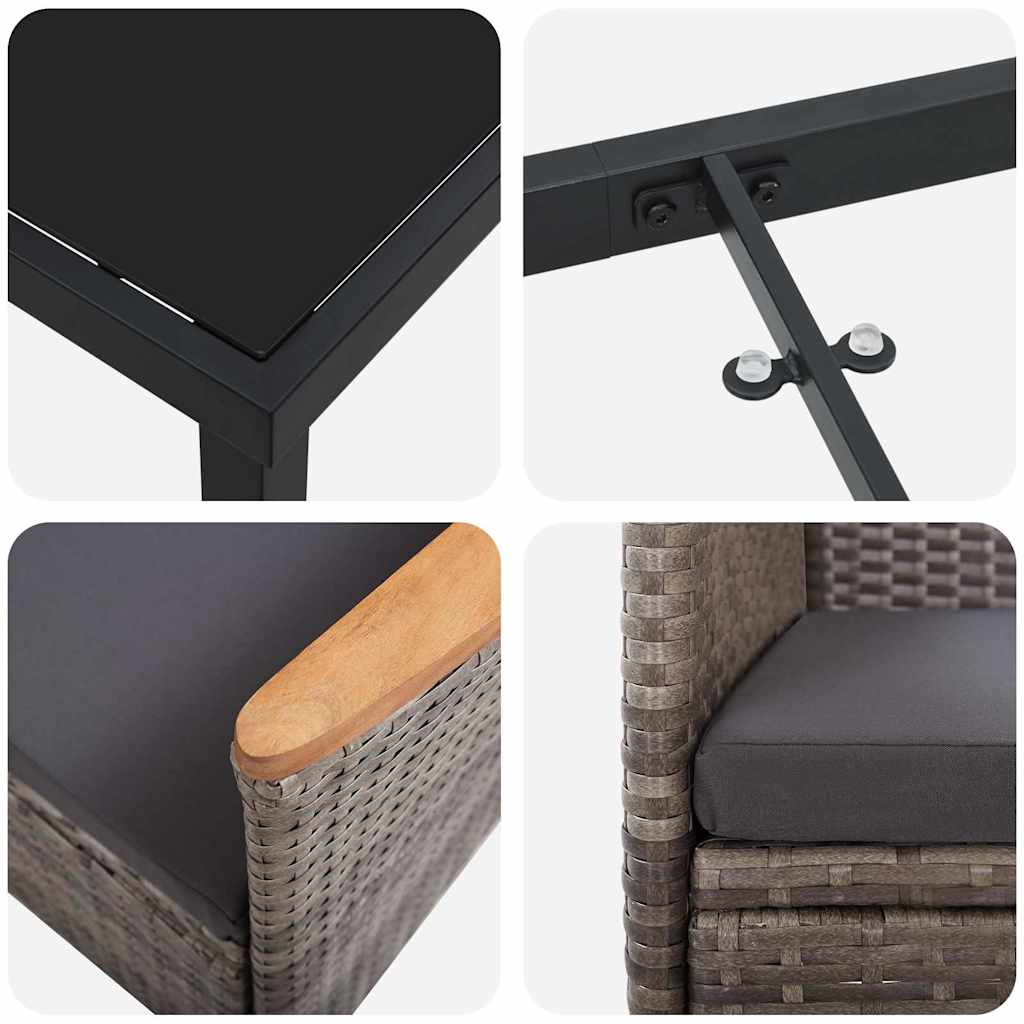 Garten Essgruppe mit Kissen 5 pcs Grau Poly Rattan