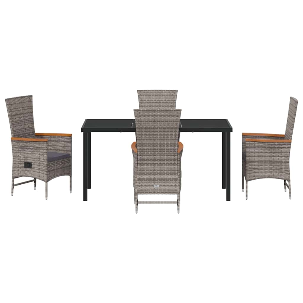 Garten Essgruppe mit Kissen 5 pcs Grau Poly Rattan