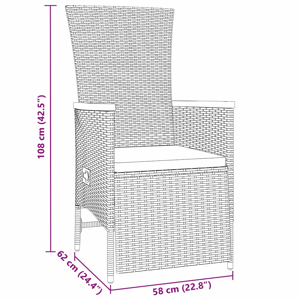 Garten Essgruppe mit Kissen 3 pcs Grau Poly Rattan