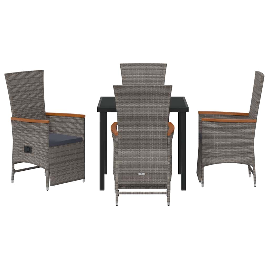 Garten Essgruppe mit Kissen 5 pcs Grau Poly Rattan