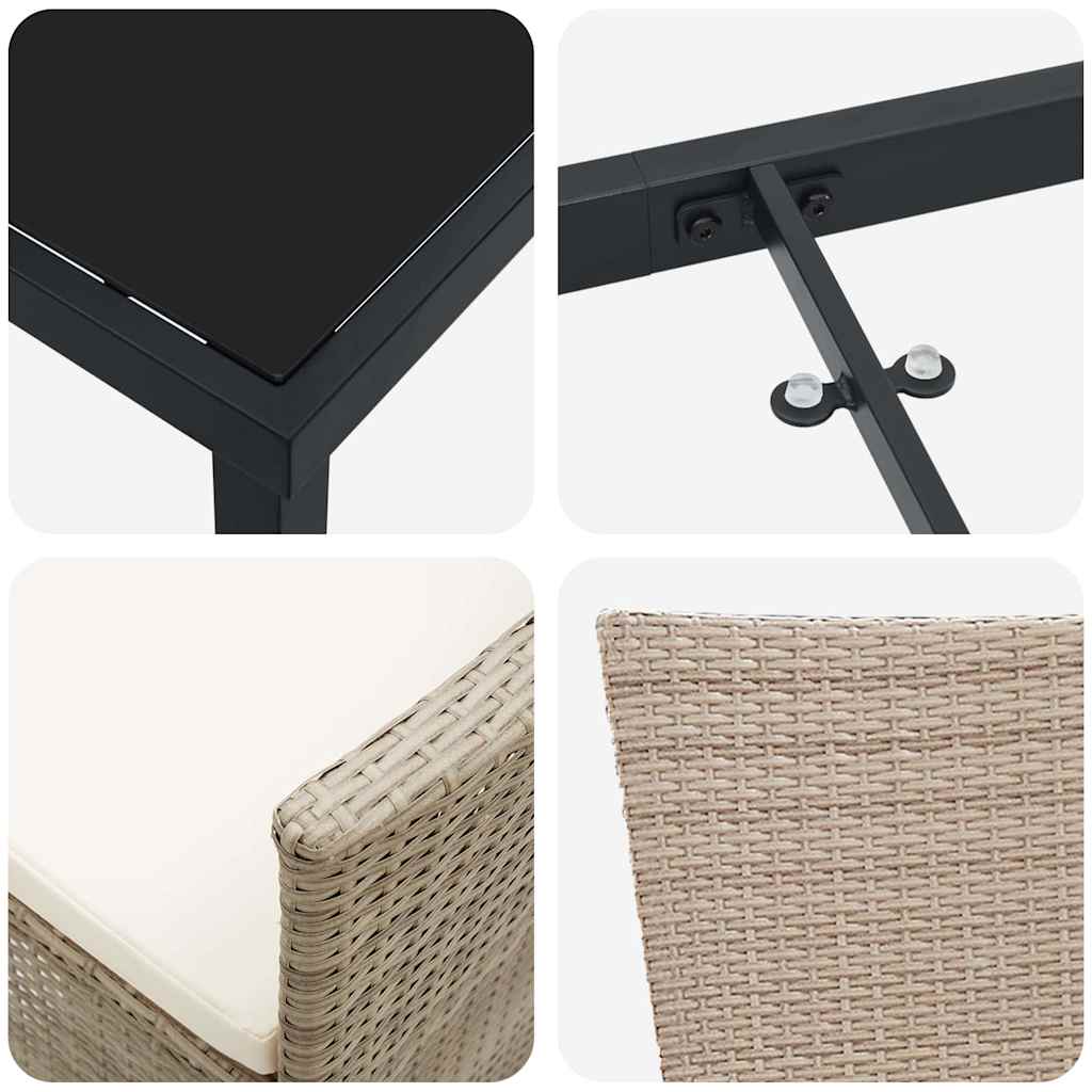 Garten Essgruppe mit Kissen 3 pcs Beige Poly-Rattan