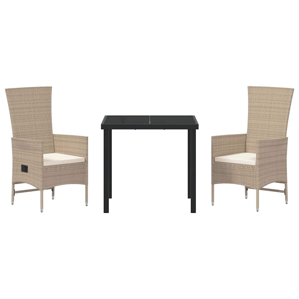 Garten Essgruppe mit Kissen 3 pcs Beige Poly-Rattan