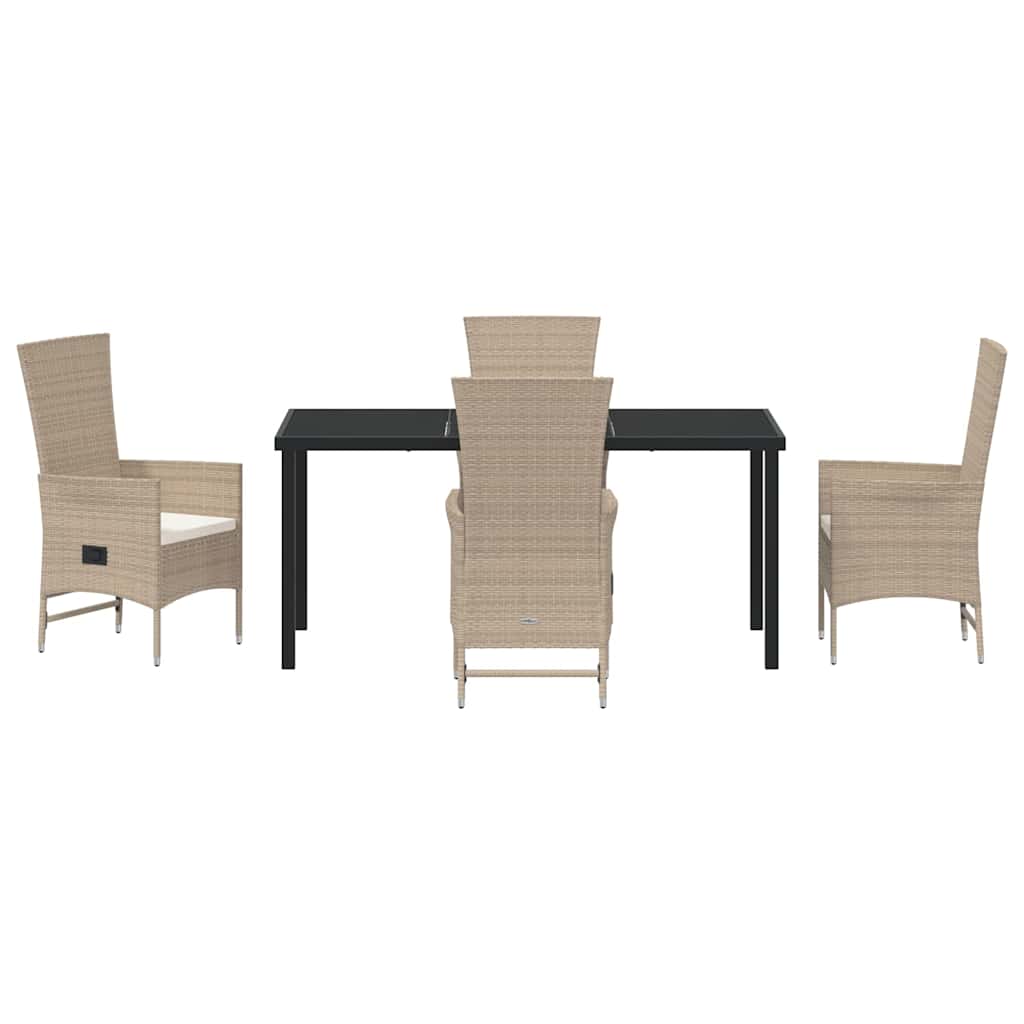 Garten Essgruppe mit Kissen 5 pcs Beige Poly-Rattan