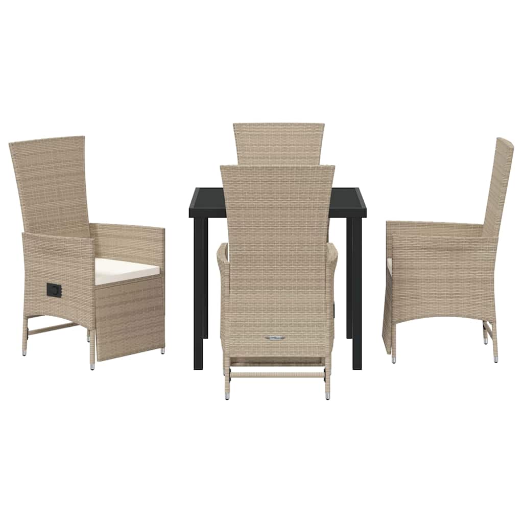 Garten Essgruppe mit Kissen 5 pcs Beige Poly-Rattan