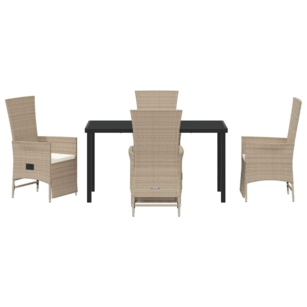 Garten Essgruppe mit Kissen 5 pcs Beige Poly-Rattan