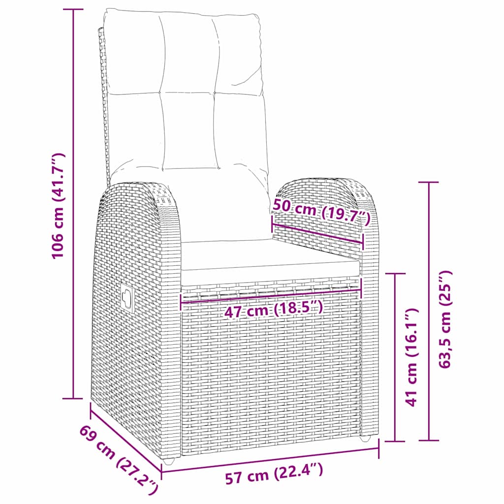 Garten Essgruppe mit Kissen 3 pcs Schwarz Poly-Rattan