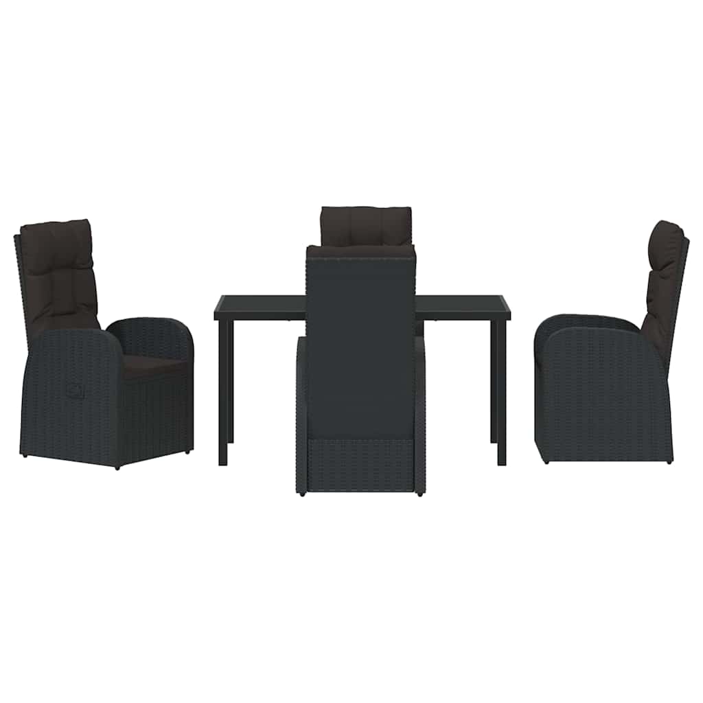 Garten Essgruppe mit Kissen 5 pcs Schwarz Poly-Rattan