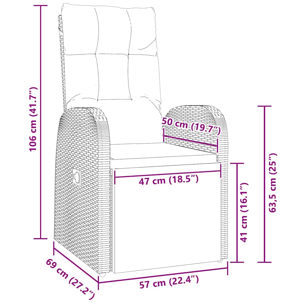 Garten Essgruppe mit Kissen 3 pcs Schwarz Poly-Rattan
