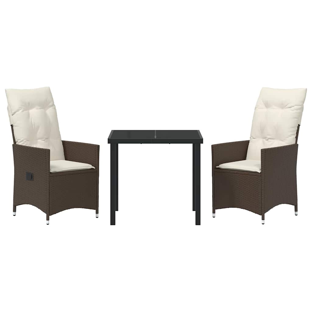 Garten Essgruppe mit Kissen 3 pcs Braun Poly Rattan