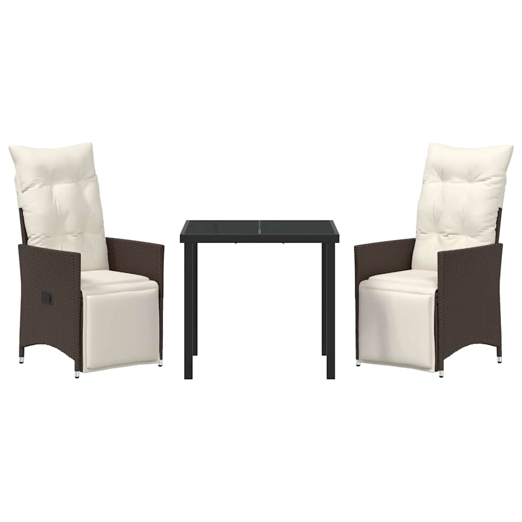 Garten Essgruppe mit Kissen 3 pcs Braun Poly Rattan