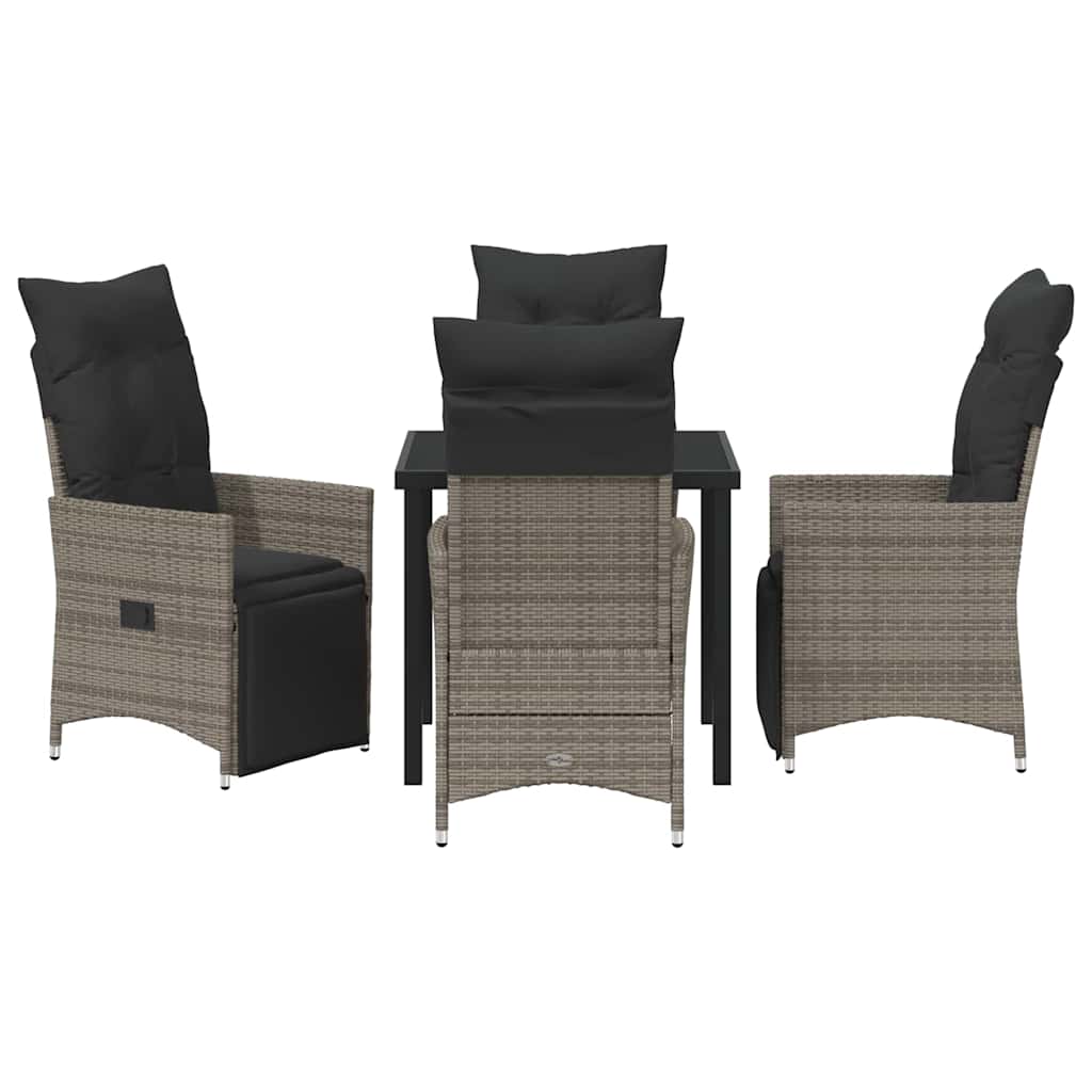 Garten Essgruppe mit Kissen 5 pcs Grau Poly Rattan