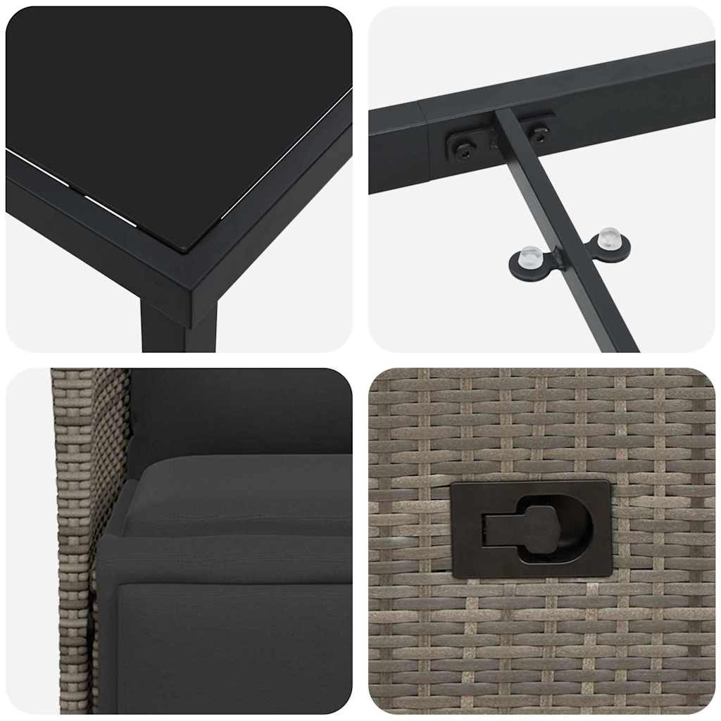 Garten Essgruppe mit Kissen 5 pcs Grau Poly Rattan