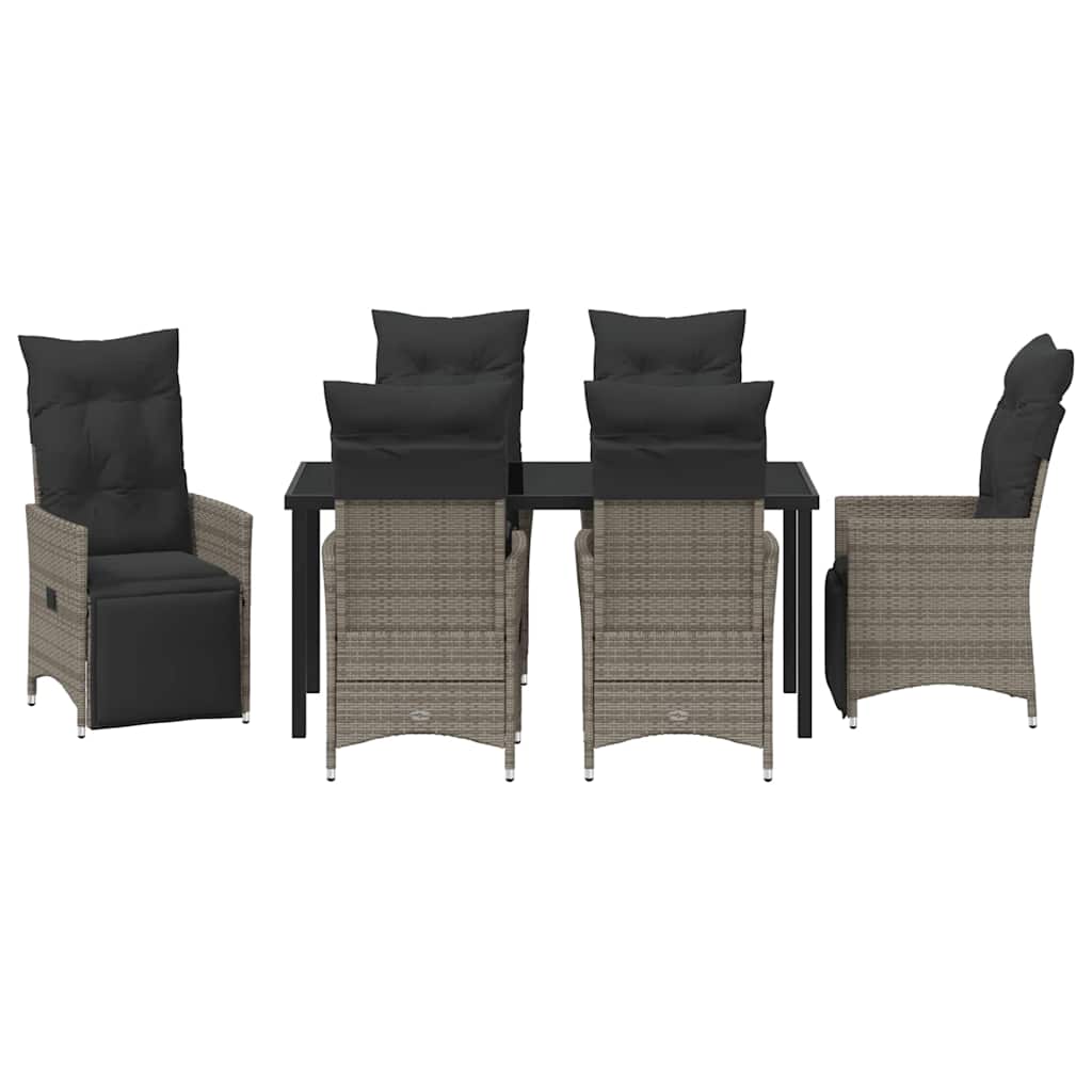 Garten Essgruppe mit Kissen 7 pcs Grau Poly Rattan