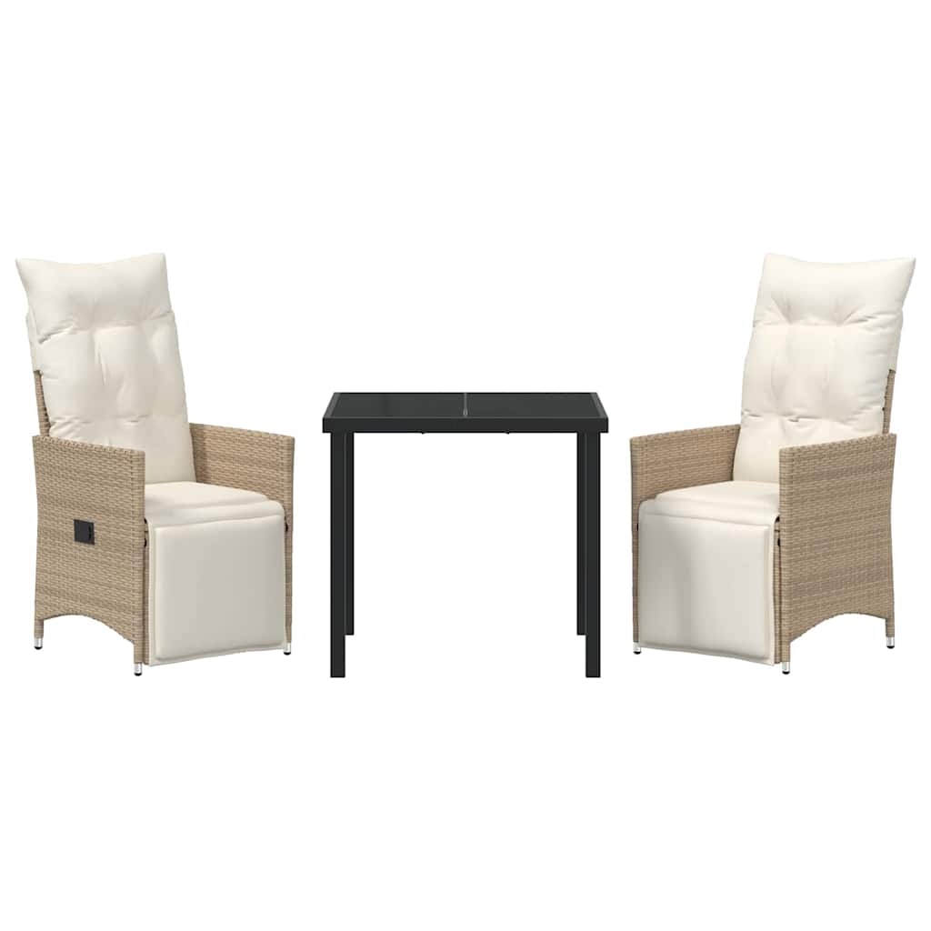 Garten Essgruppe mit Kissen 3 pcs Beige Poly Rattan