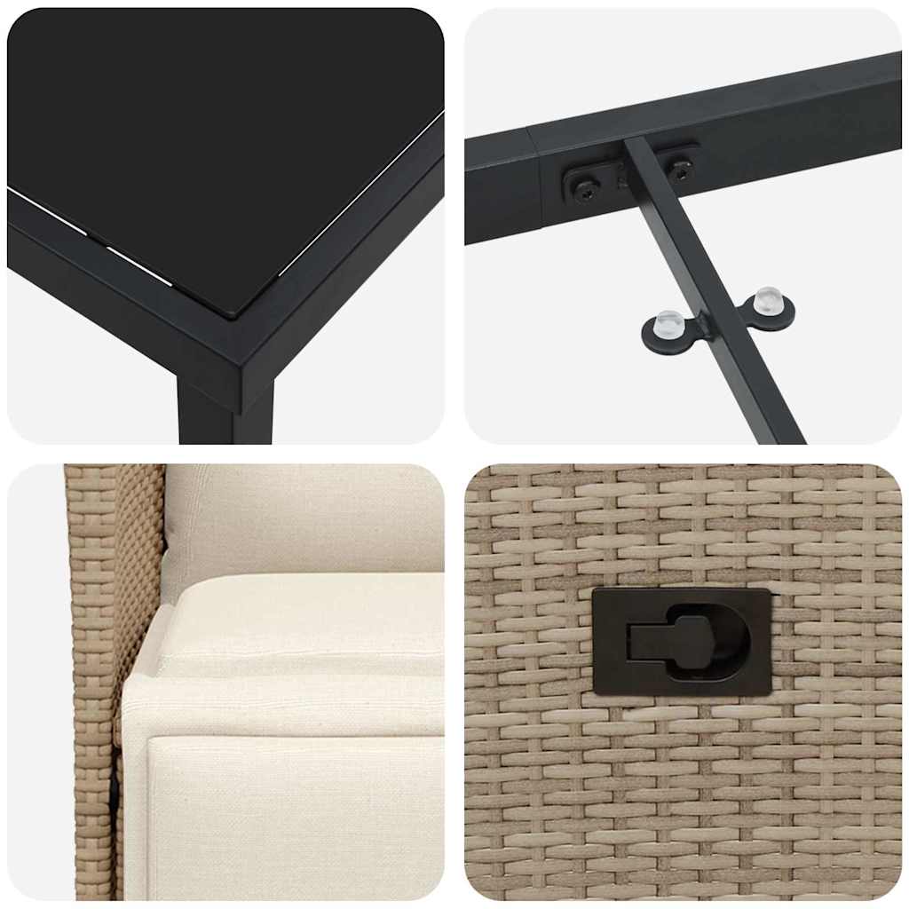 Garten Essgruppe mit Kissen 5 pcs Beige Poly Rattan