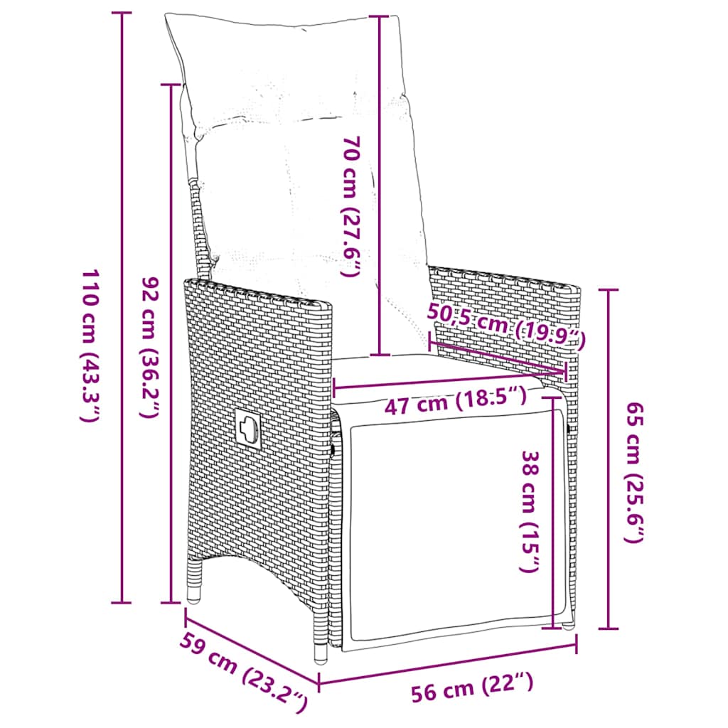 Garten Essgruppe mit Kissen 7 pcs Beige Poly Rattan