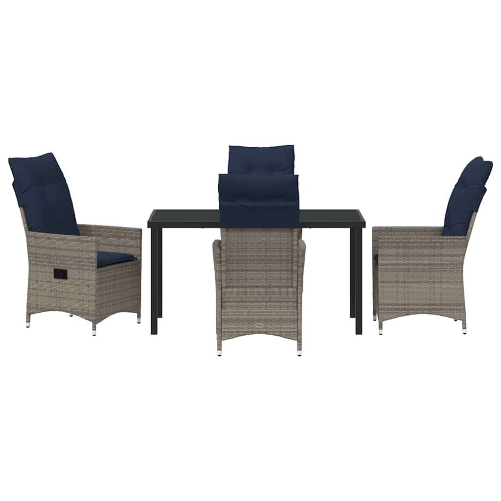 Garten Essgruppe 5 pcs Grau Poly-Rattan