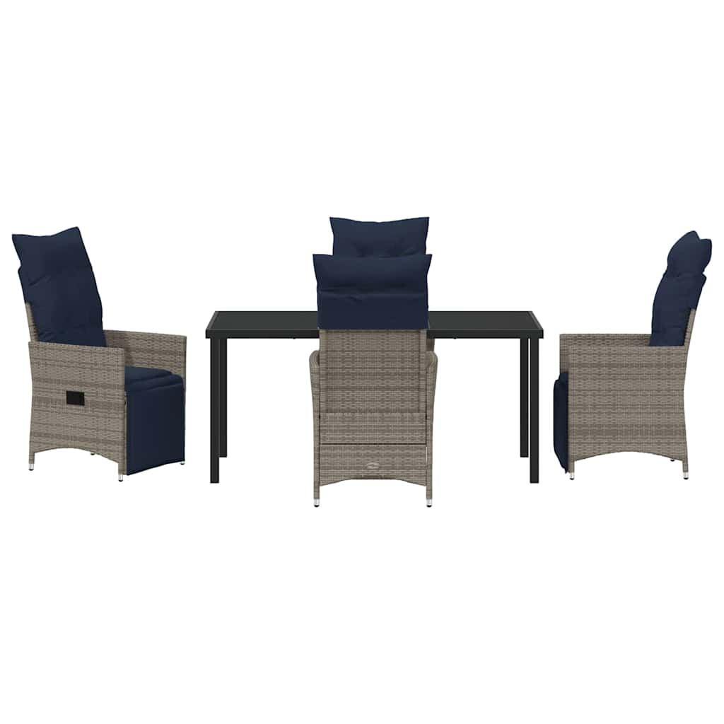Garten Essgruppe 5 pcs Grau Poly-Rattan