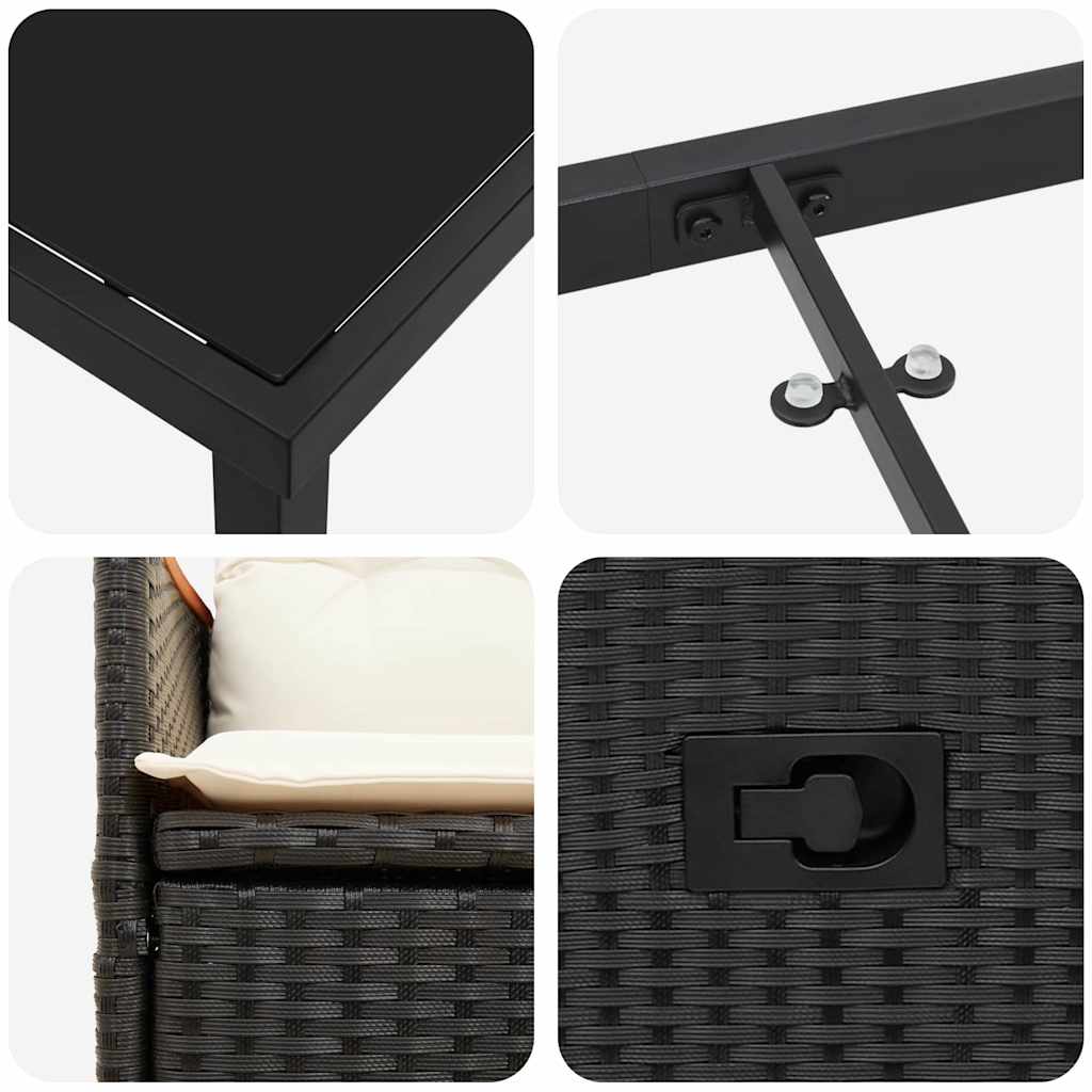 Garten Essgruppe mit Kissen 5 pcs Schwarz Poly Rattan