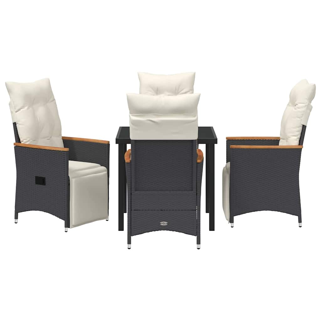 Garten Essgruppe mit Kissen 5 pcs Schwarz Poly Rattan