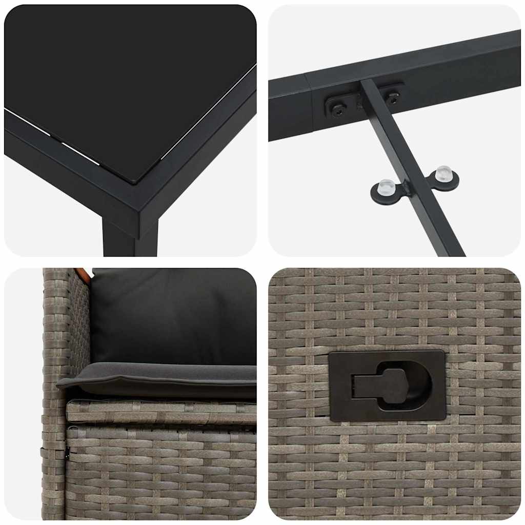 Garten Essgruppe mit Kissen 7 pcs Grau Poly Rattan