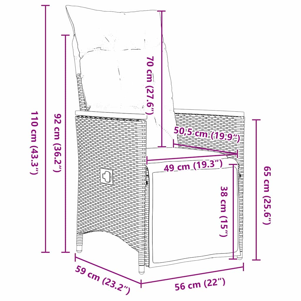 Garten Essgruppe mit Kissen 5 pcs Grau Poly Rattan