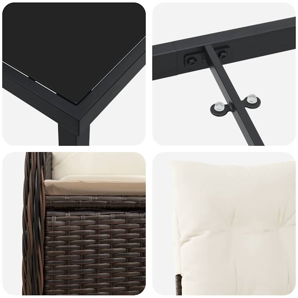 Garten Essgruppe mit Kissen 7 pcs Braun Poly Rattan