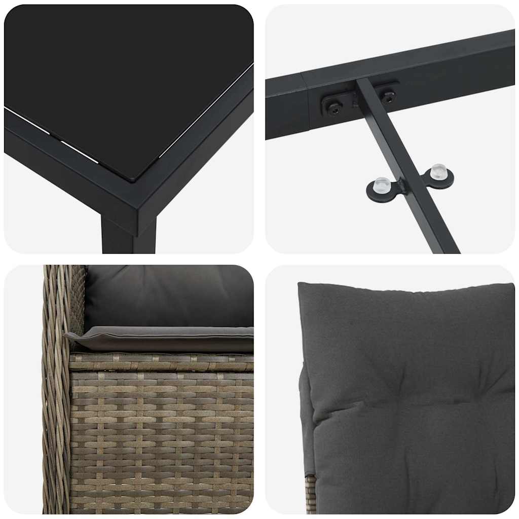 Garten Essgruppe mit Kissen 5 pcs Grau Poly Rattan