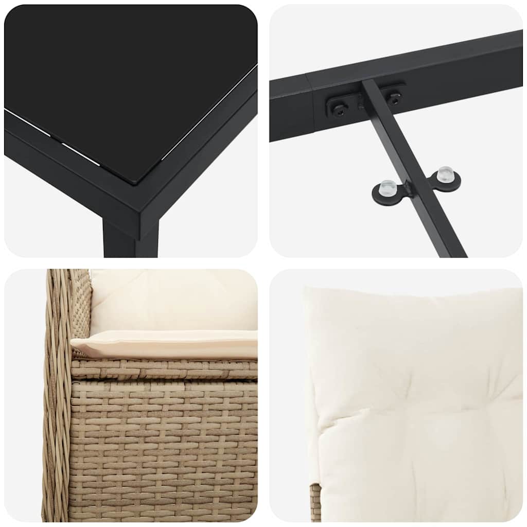 Garten Essgruppe mit Kissen 7 pcs Beige Poly Rattan