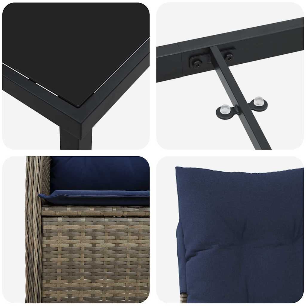 Garten Essgruppe mit Kissen 5 pcs Schwarz Poly Rattan