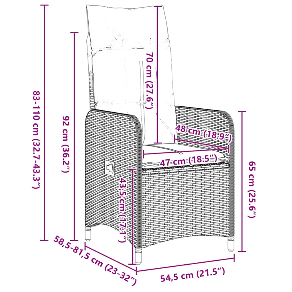 Garten Essgruppe mit Kissen 7 pcs Schwarz Poly Rattan