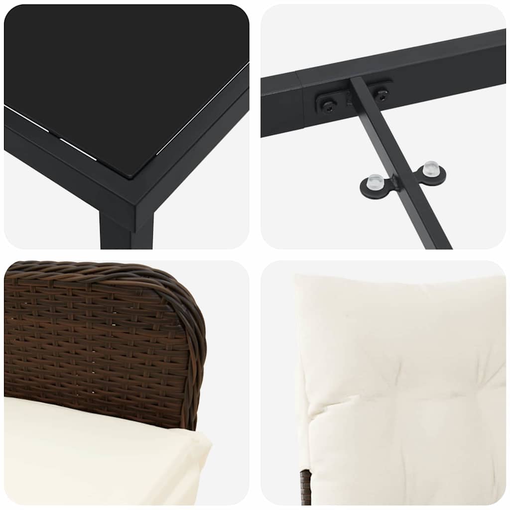 Garten Essgruppe mit Kissen 5 pcs Braun Poly Rattan