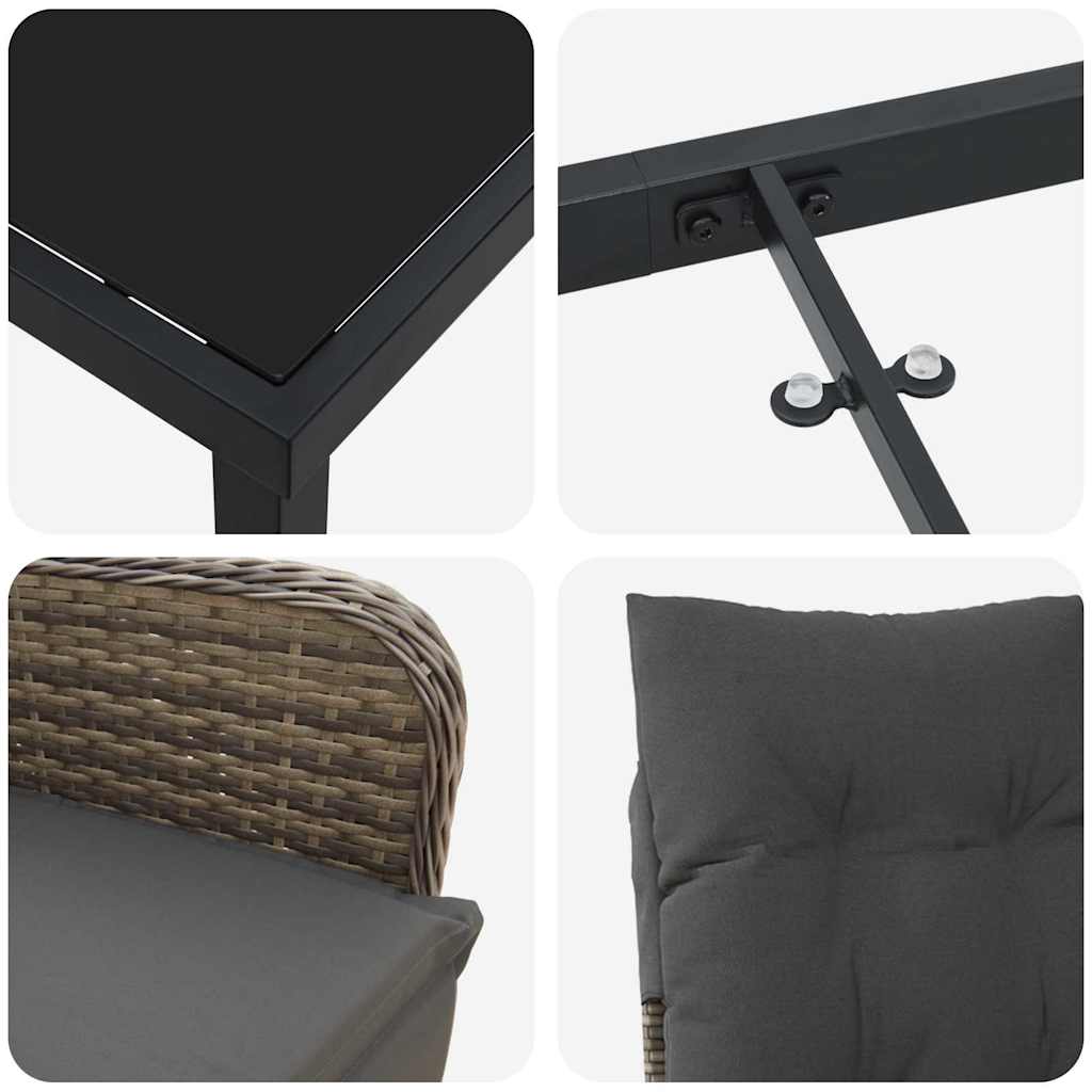 Garten Essgruppe mit Kissen 5 pcs Grau Poly Rattan